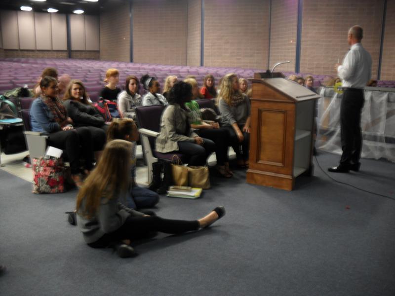 Miss Starr's Mill pageant contestants listen to some last-minute instructions as they prepare  to head into  their three-day scholarship competition. 