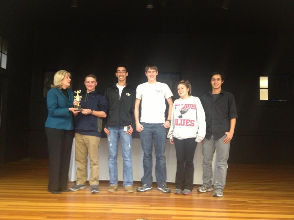 The math team celebrates their third place ranking in the Griffin RESA 2013 Regional High School Math Contest. 