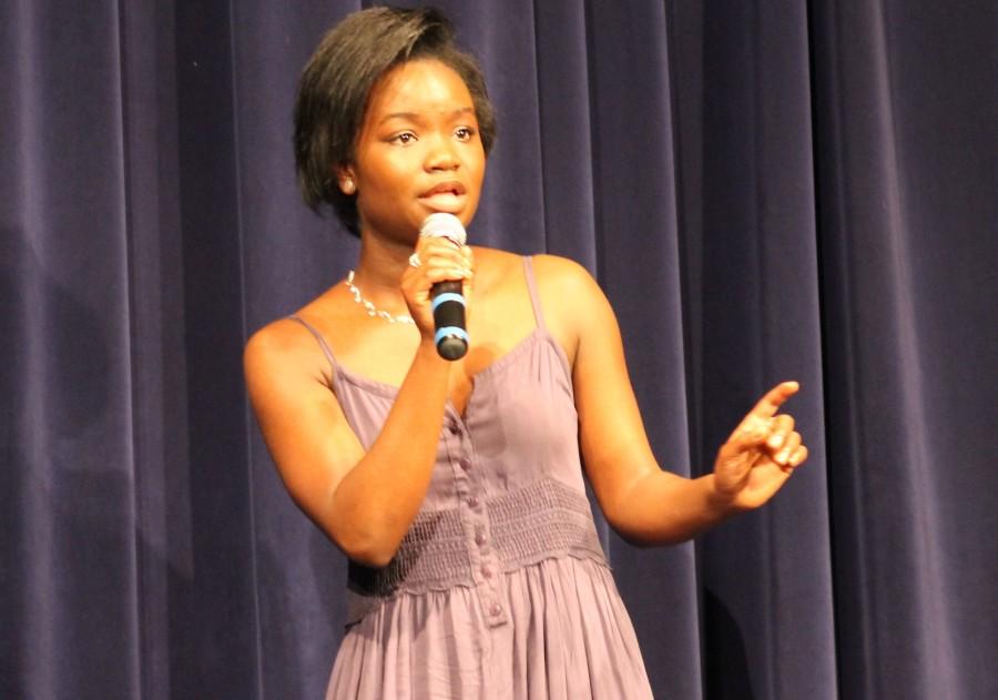 With the rain coming down in buckets outside, senior Sydney Johnson offered the audience members a warm embrace as she sang Adele's "Make You Feel My Love."