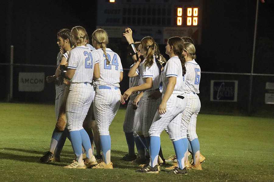 Lady Panthers celebrate the big win against McIntosh 7-6. After the game on Wednesday, the Lady Panthers remain undefeated. With the girls having been on the team since they were underclassmen, they now have the experience to succeed.