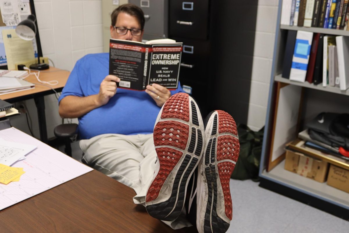 Social Studies teacher and boys soccer coach Aaron Buck is reading “Extreme Ownership: How U.S. Navy Seals Lead and Win” by Jocko Willink and Leif Babin. The book’s combination of compelling narratives and practical advice makes it a powerful tool for anyone looking to lead more effectively and achieve better results.