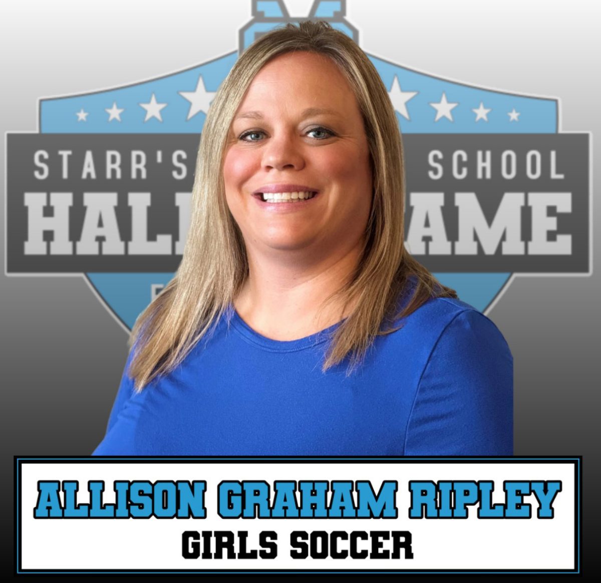 Allison Graham Ripley is an inductee in the Starr’s Mill Hall of Fame. Graham played for the varsity girls soccer team for her entire high school career. She graduated in 2002. During her time on the team, she helped win three state championships for the program. She recently retired from the corporate world, and is now caring for her two daughters in Charlotte, North Carolina.