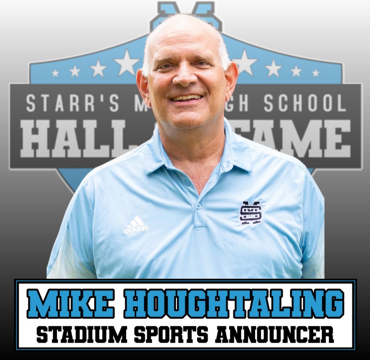 Mike Houghtaling is an inductee for the second class of the Starr’s Mill of Fame. He is the head announcer for all of the football games and a long-time supporter of the entire school community.
