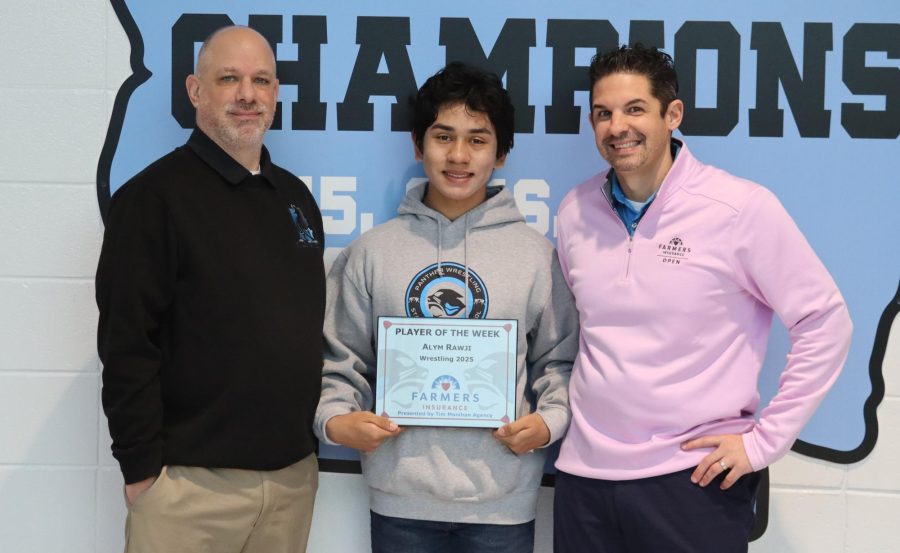 Tim Monihan and Farmers Insurance recognize sophomore wrestler Alym Rawji as the sixth Player of the Week for the winter sports season. Alym displays his work and respectfulness in the weight room, trying his best every day.