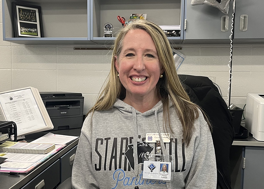 Starr’s Mill welcomes administrative secretary Cassie Parker. This is her first time working as an administrative secretary. 